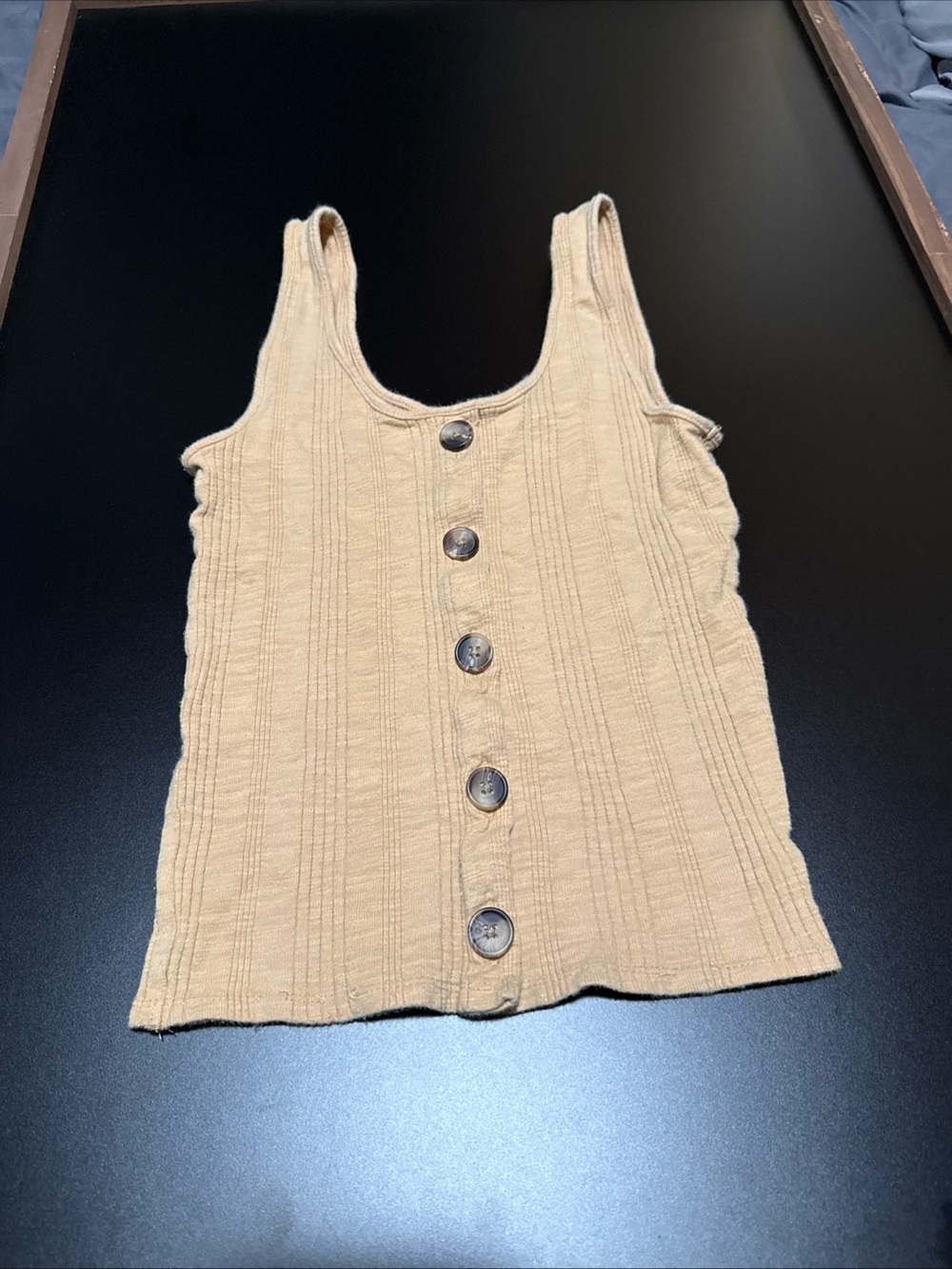 American Eagle Outfitters Ribbed Button-Front Tank Top - yellow